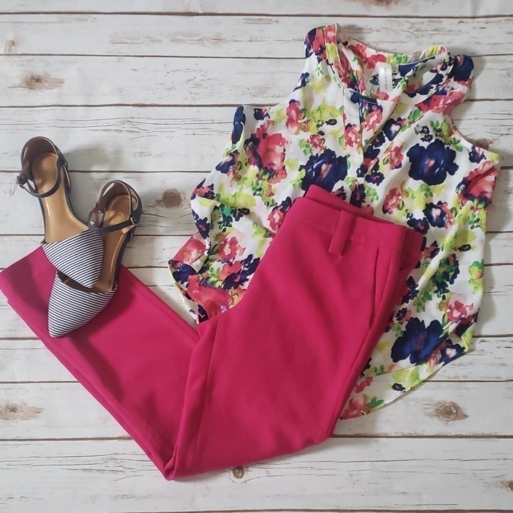 PAIGE Camellia colored silk lined skinny pants